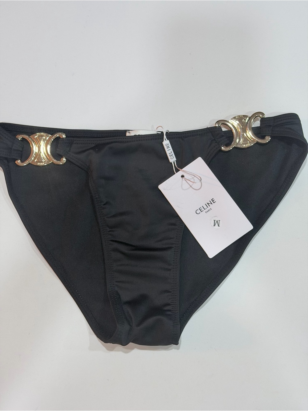 Sleek black bikini bottoms.